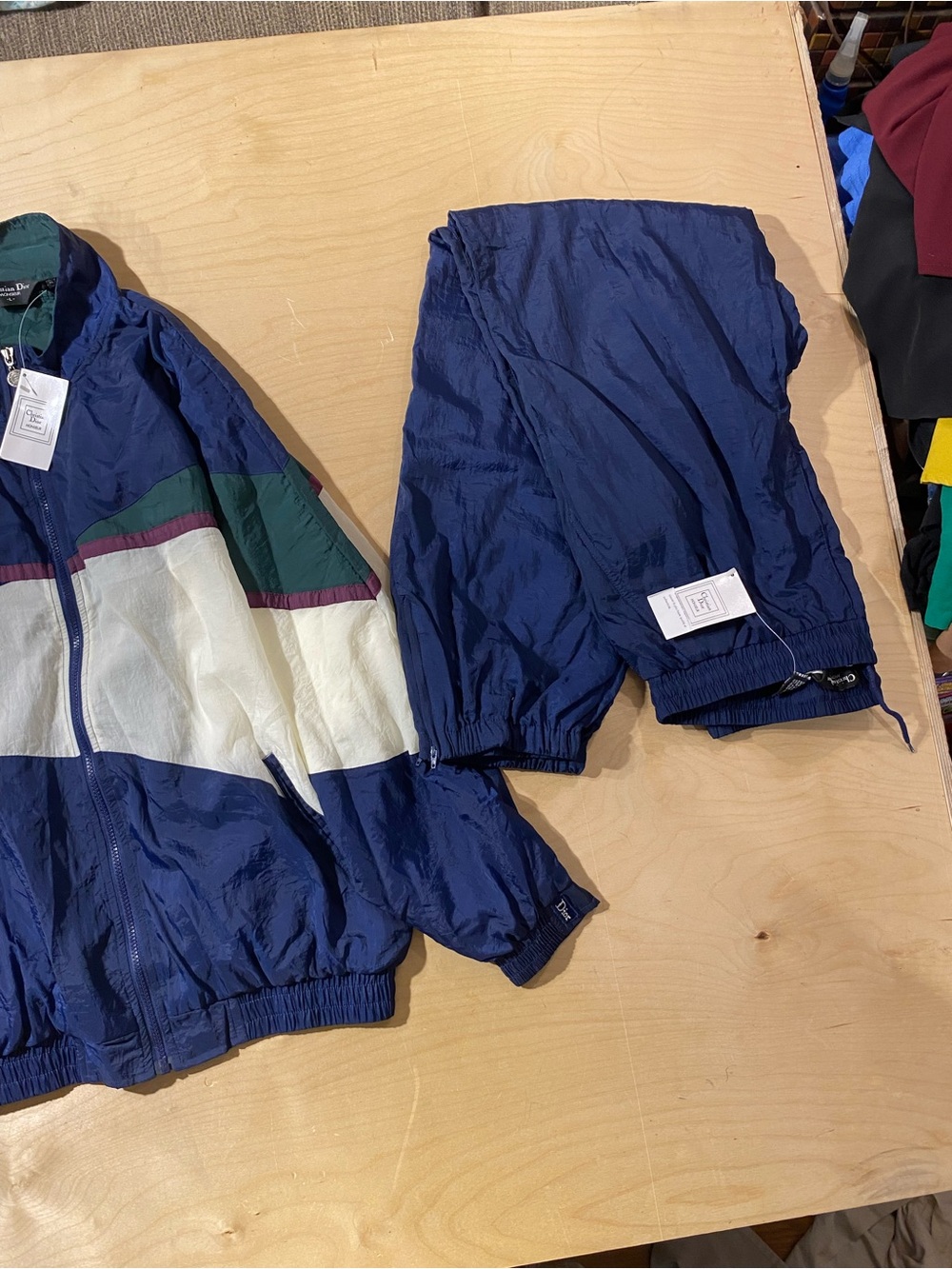Christian Dior Navy, White & Green Colorblock Track Suit Large (SX) - Picture 8 of 13